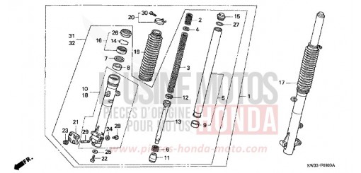 FOURCHETTE AVANT NX250J de 1988